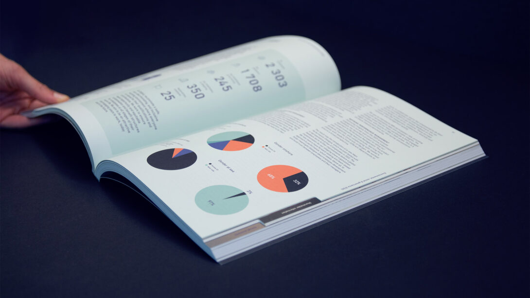 Designbyra bergen odfjell arsrapport trykksak diagram